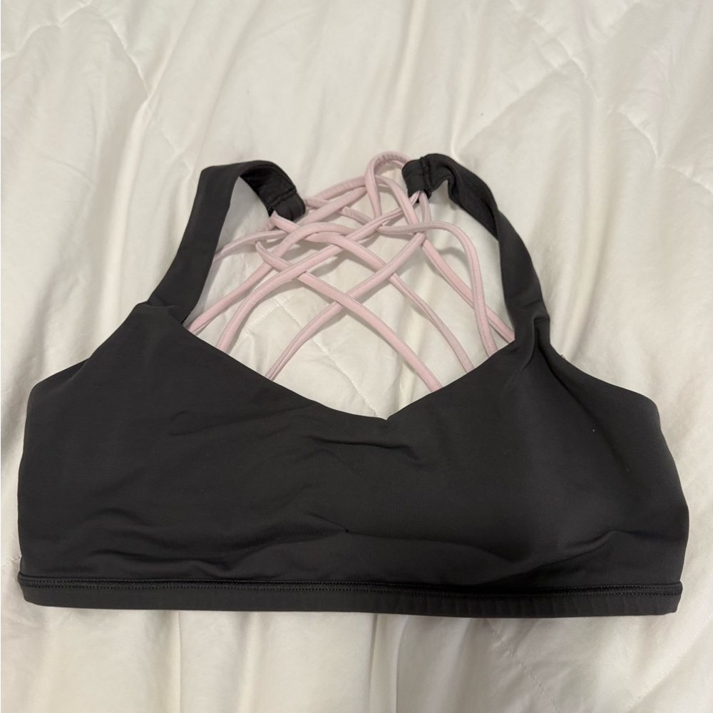 Lululemon Black and Pink Sports Bra for Medium Impact